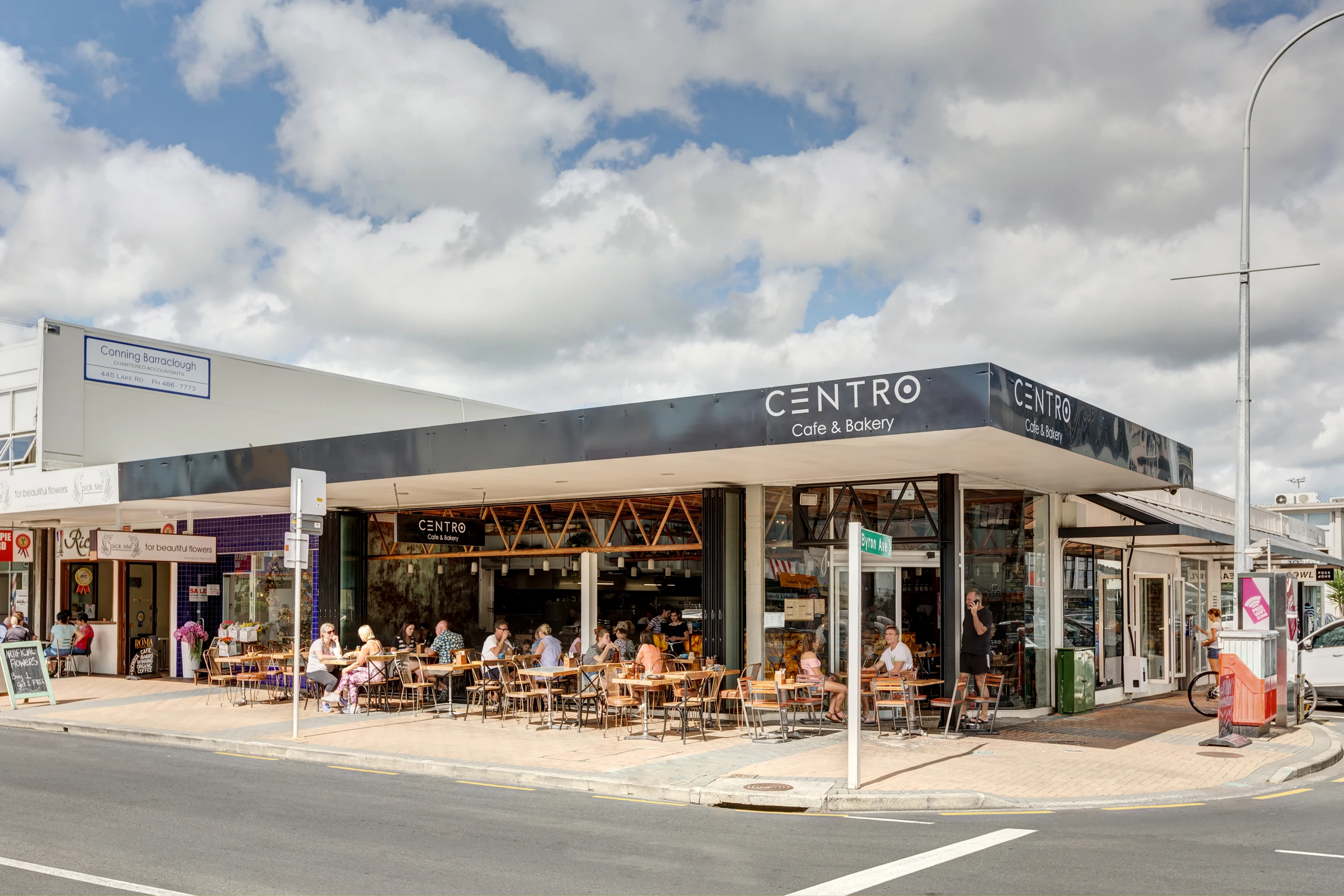 Corner retail property with an active café tenancy